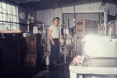 Walter Biedron Sr bottling milk – In our milk pocessing plant approx 1952