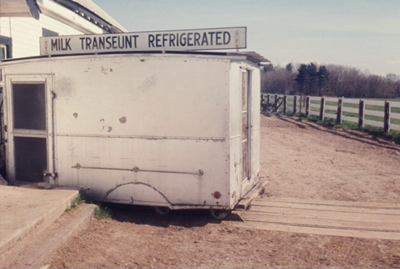 First milk transit railroad at Shaw Farm – This railed cart system moved milk from the barn to the milk processing plant. This system was replaced by rubber wheeled trailers in 2000.
